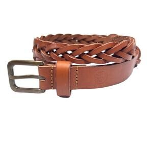 Timberland Womens Casual Leather Belt Tan Brown Braided Size Large